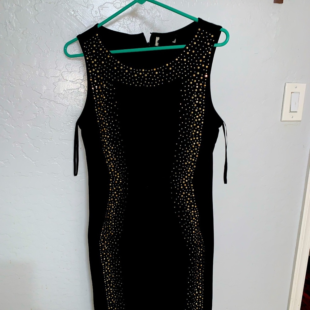 BLACK CALVIN KLEIN SEQUIN MIDI DRESS